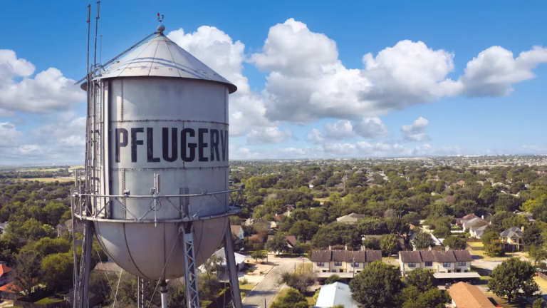 Old Town Water Tower Aerial in Pflugerville